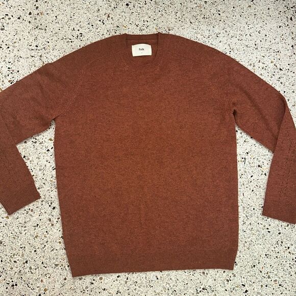 FOLK 100% merino wool sweater 3 medium rust crewneck - Picture 1 of 7